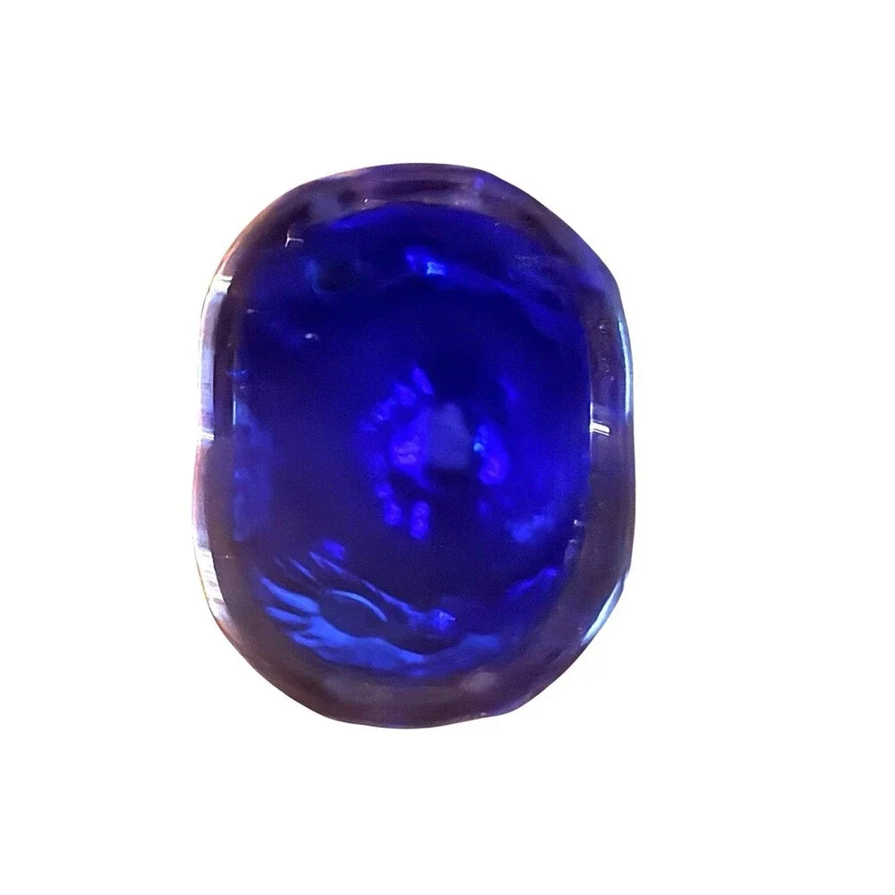 Imperial Glass Cobalt Blue Owl Creamer Applied Eyes 3.5” Mid Century
